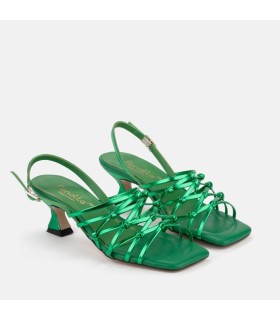 SANDALIA PIEL METALIZADA VERDE - GALIA