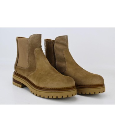 BOTINES ANTE MARRÓN CON ACOLCHADO TRASERO - IDALIA