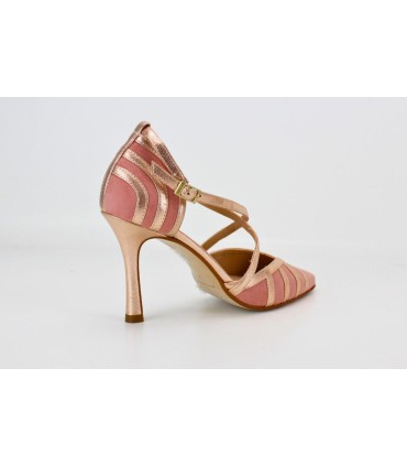 SANDALIA LAZO CRUZADO METALIZADA Y ANTE PETUNIA - ILMA