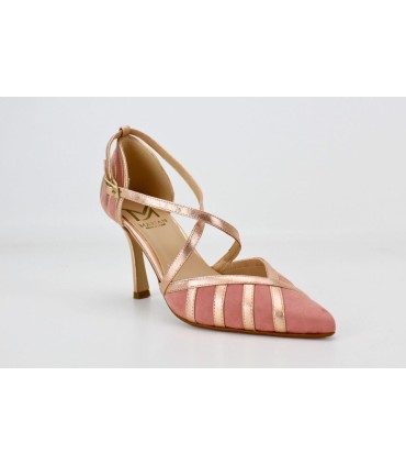 SANDALIA LAZO CRUZADO METALIZADA Y ANTE PETUNIA - ILMA