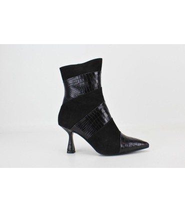 BOTIN DE PIEL Y ANTE NEGRO - HILDA