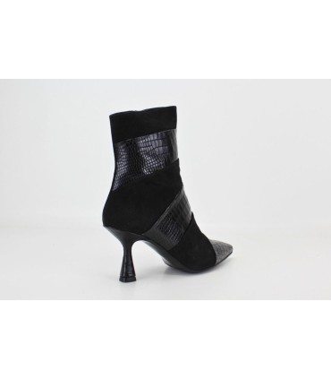 BOTIN DE PIEL Y ANTE NEGRO - HILDA