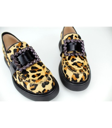 MOCASINES ANIMAL PRINT CON JOYA- JAGUAR
