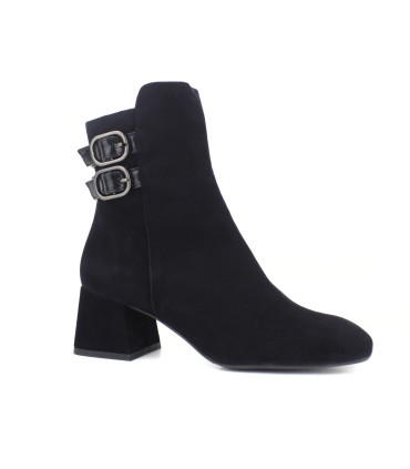 BOTÍN ANTE NEGRO CON HEBILLAS | TACÓN 6 CM |  OLENA