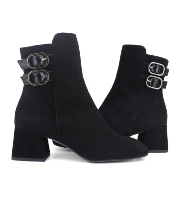 BOTÍN ANTE NEGRO CON HEBILLAS | TACÓN 6 CM |  OLENA
