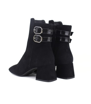 BOTÍN ANTE NEGRO CON HEBILLAS | TACÓN 6 CM |  OLENA