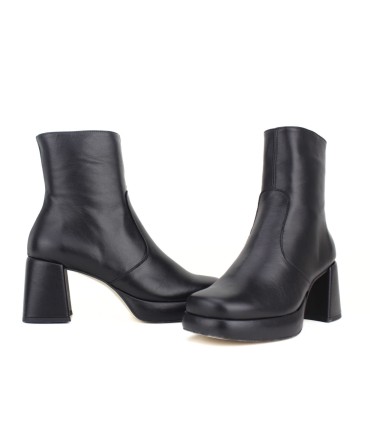 BOTÍN PIEL NEGRO CON PLATAFORMA | TACÓN 6,5 CM |  OLUCHI