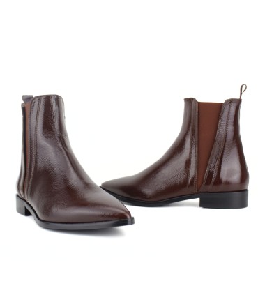 BOTÍN PIEL MARRÓN CON ELÁSTICOS | ONDA