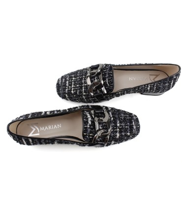 MOCASINES TEJIDO NEGRO CON ADORNO | ONDINA