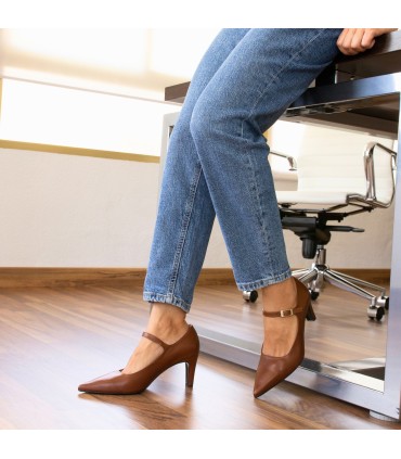 SALON VITELO MARRÓN CUERO | TACÓN 7.5 CM | PARIS