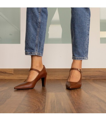 SALON VITELO MARRÓN CUERO | TACÓN 7.5 CM | PARIS