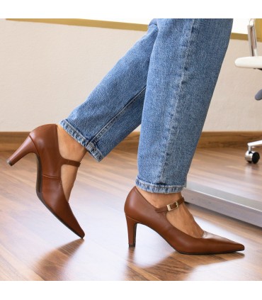 SALON VITELO MARRÓN CUERO | TACÓN 7.5 CM | PARIS