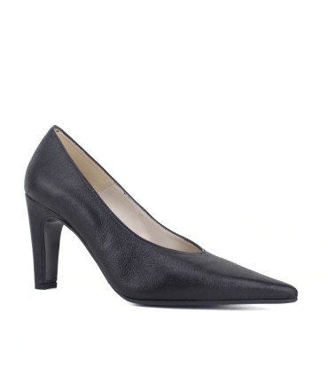 SALONES DE PIEL NEGROS | TACÓN 7  CM | PAOLINA