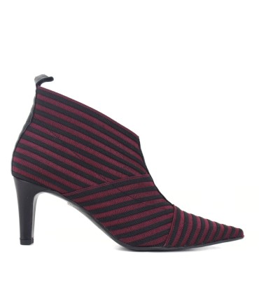 BOTINES ELASTICOS RAYAS BURDEOS  | TACÓN 6 CM | PERSIA