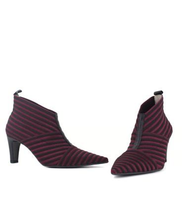 BOTINES ELASTICOS RAYAS BURDEOS  | TACÓN 6 CM | PERSIA