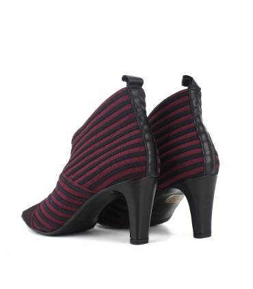 BOTINES ELASTICOS RAYAS BURDEOS  | TACÓN 6 CM | PERSIA
