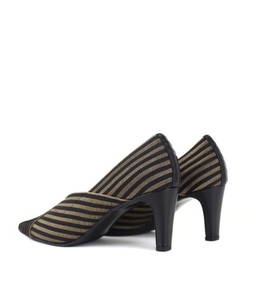 SALONES ELASTICOS RAYAS ORO | TACÓN 6 CM| PERSEO