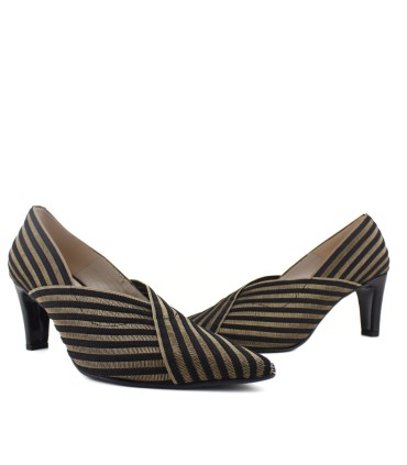 SALONES ELASTICOS RAYAS ORO | TACÓN 6 CM| PERSEO