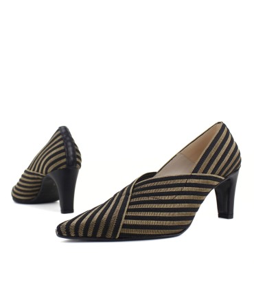 SALONES ELASTICOS RAYAS ORO | TACÓN 6 CM| PERSEO