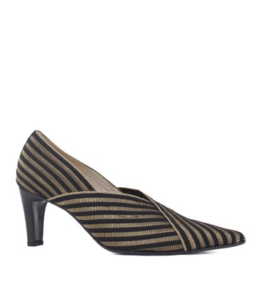 SALONES ELASTICOS RAYAS ORO | TACÓN 6 CM| PERSEO