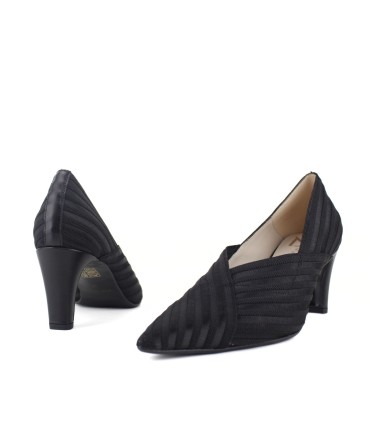 SALONES ELASTICOS RAYAS NEGRO | TACÓN 6 CM| PERSEO